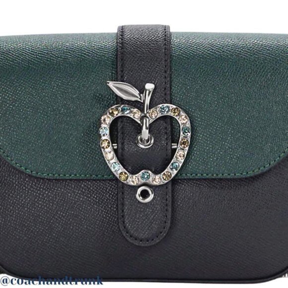 COACH Leather Gemma Deep Blue Forest Green Sparkling Crystals Apple Buckle NWT main image 12